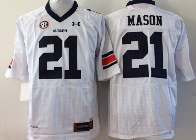 Men's Auburn Tigers Tre Mason #21 White Jersey